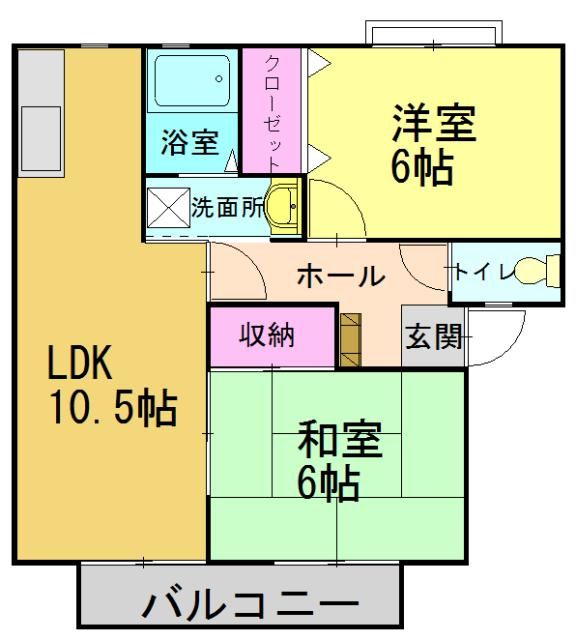 兵庫県高砂市松陽1丁目のアパートの間取