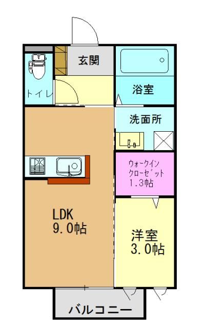 兵庫県高砂市中筋2丁目のハイツの間取