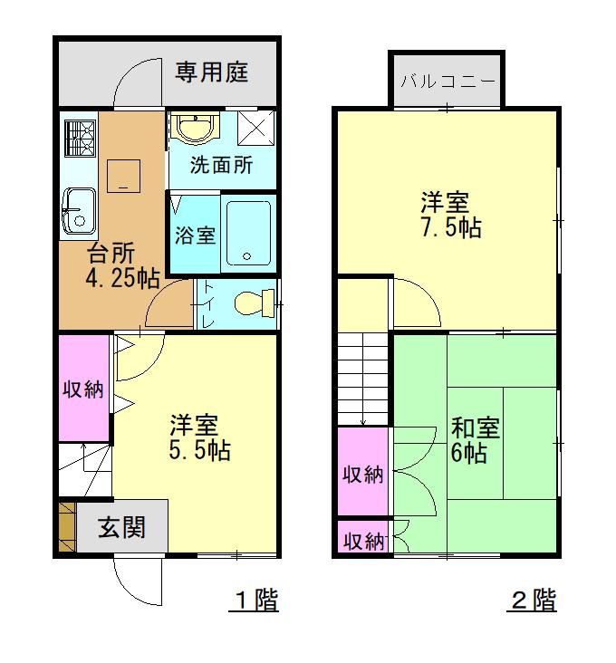 兵庫県高砂市荒井町中新町のメゾネットの間取