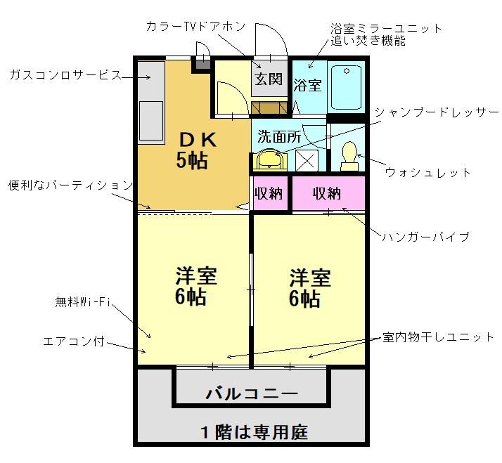 兵庫県加古川市尾上町養田のアパートの間取