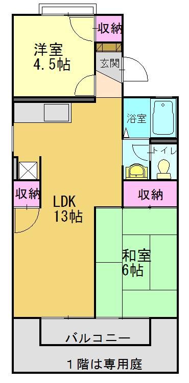 兵庫県高砂市高砂町浜田町1丁目のアパートの間取