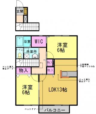 兵庫県加古川市尾上町養田のアパートの間取