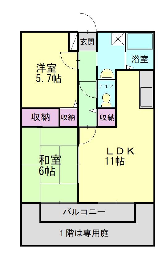 兵庫県高砂市伊保崎2丁目のアパートの間取