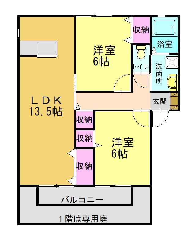 兵庫県高砂市荒井町蓮池2丁目のアパートの間取