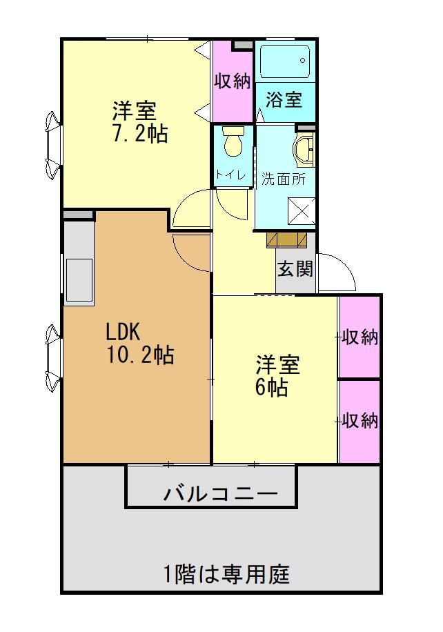 兵庫県加古川市尾上町長田のハイツの間取