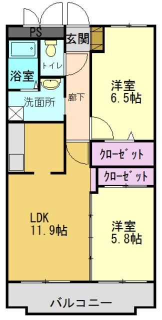 兵庫県加古川市加古川町美乃利のマンションの間取