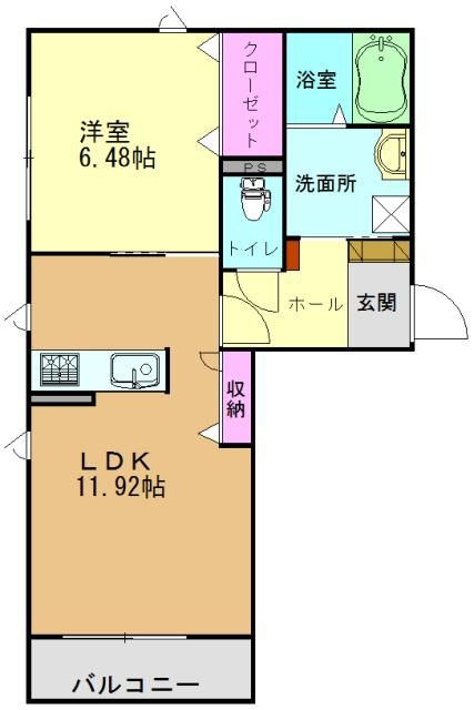 兵庫県高砂市高砂町浜田町1丁目のハイツの間取