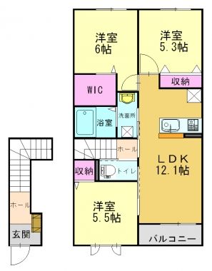 兵庫県加古川市加古川町北在家のハイツの間取
