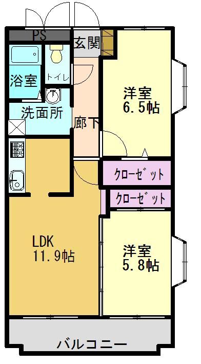 兵庫県加古川市加古川町美乃利のマンションの間取