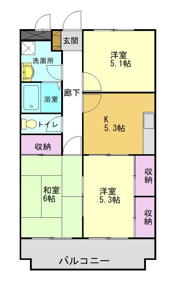 兵庫県高砂市中島3丁目のマンションの間取