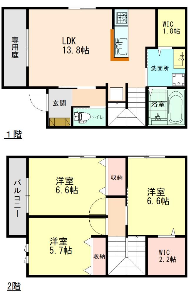 兵庫県加古川市加古川町美乃利のメゾネットの間取