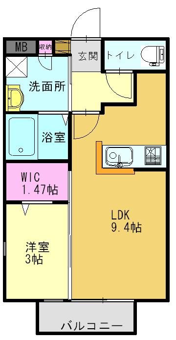 兵庫県高砂市伊保2丁目のハイツの間取