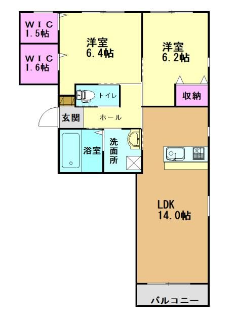兵庫県高砂市荒井町中新町のハイツの間取